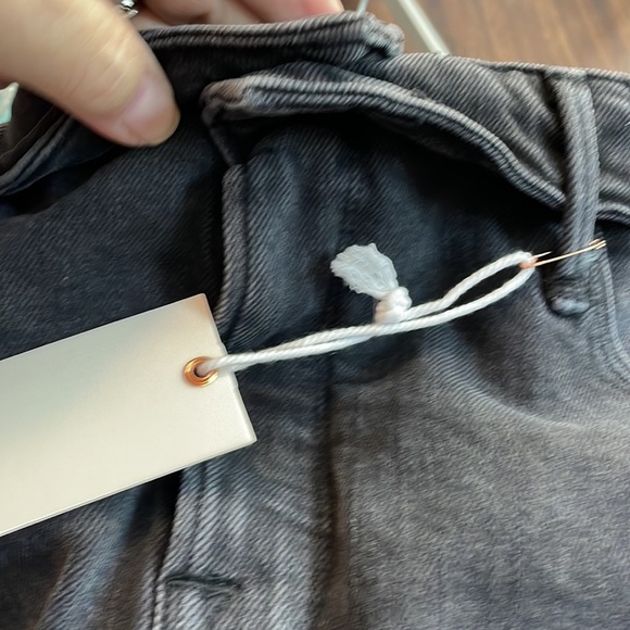 NEW Good American Black Denim Bombshell Cut Off Distressed Waist Shorts Sz 14 - Picture 12 of 17